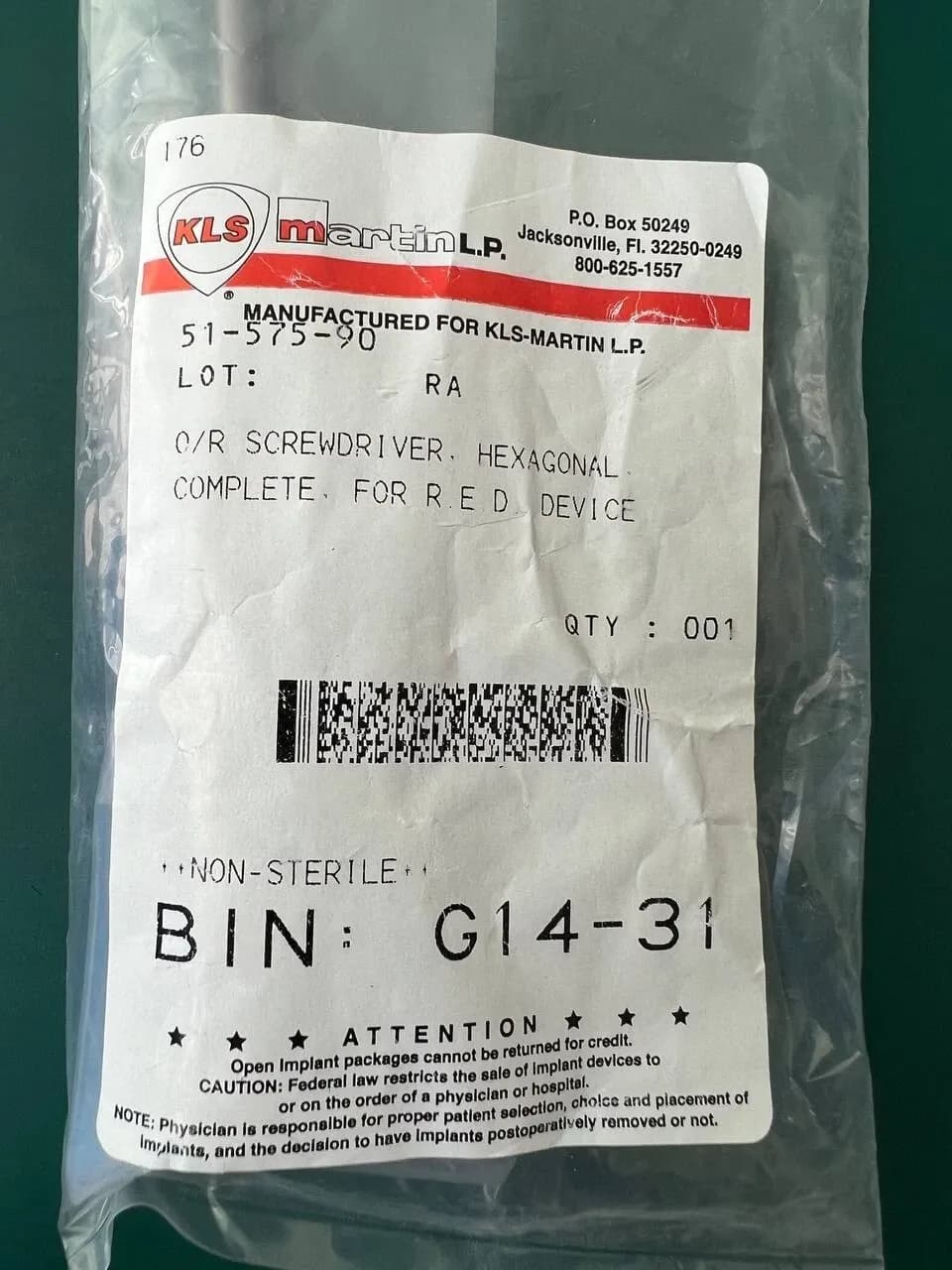 Викрутка операційна шестигранна KLS Martin 51-575-90