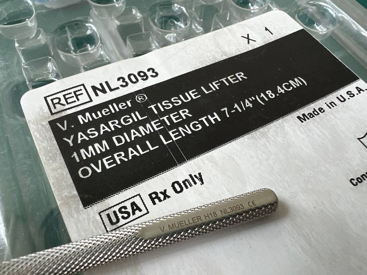 Підйомник тканини V. Mueller NL3093 Yasargil 1 мм 7-1/4″ (18.4 см)