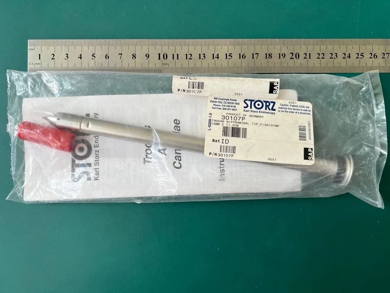 Троакар Karl Storz 30107P з пірамідальним наконечником для 30107MP, 13 mm x 11.5 cm