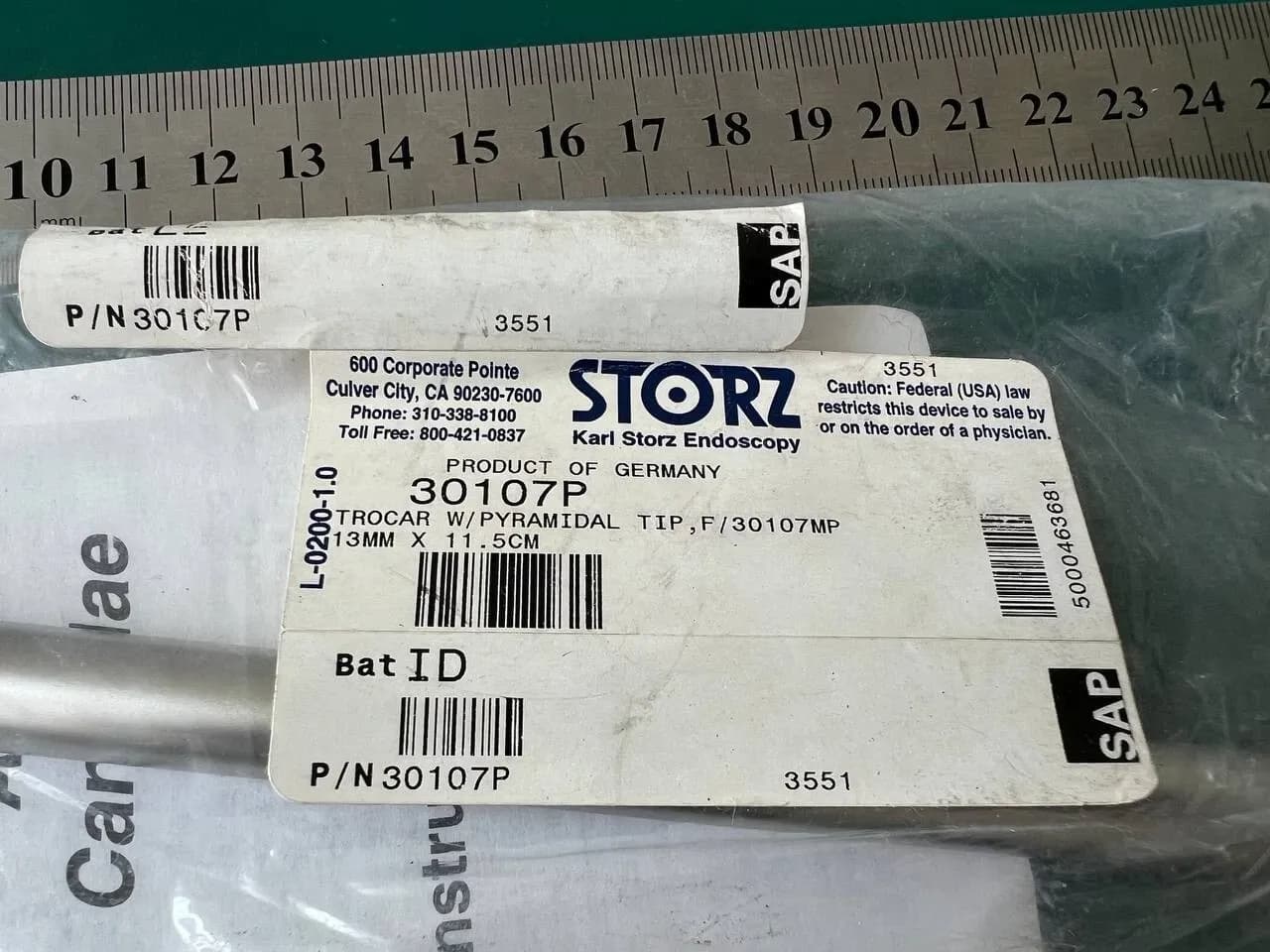 Karl Storz 30107P Trocar Only With Pyramidal Tip For 30107MP 13 MM X 11.5 CM