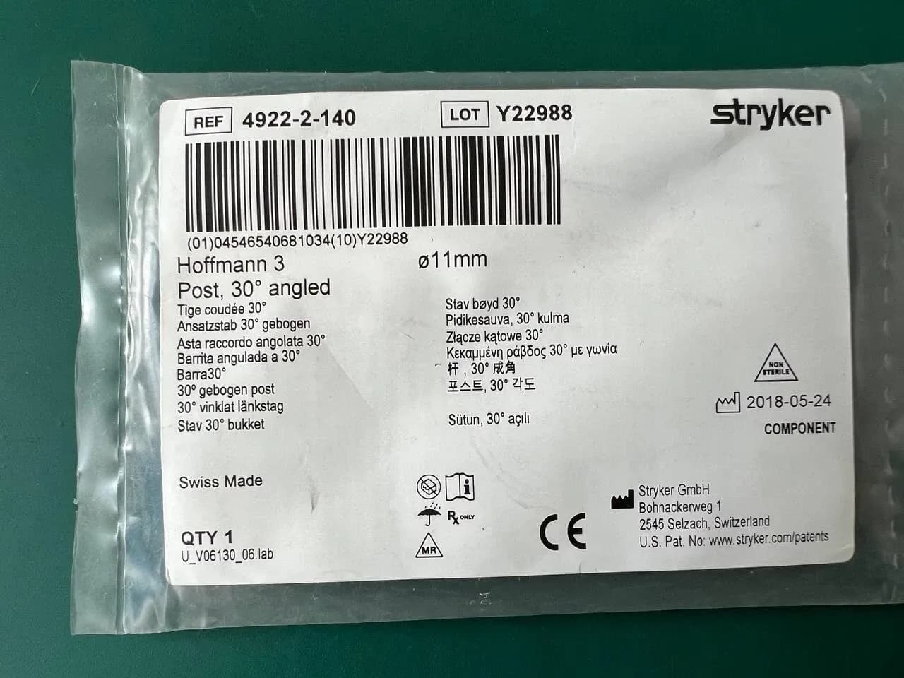 Стійка Stryker 4922-2-140 Hoffman, кутова 30°