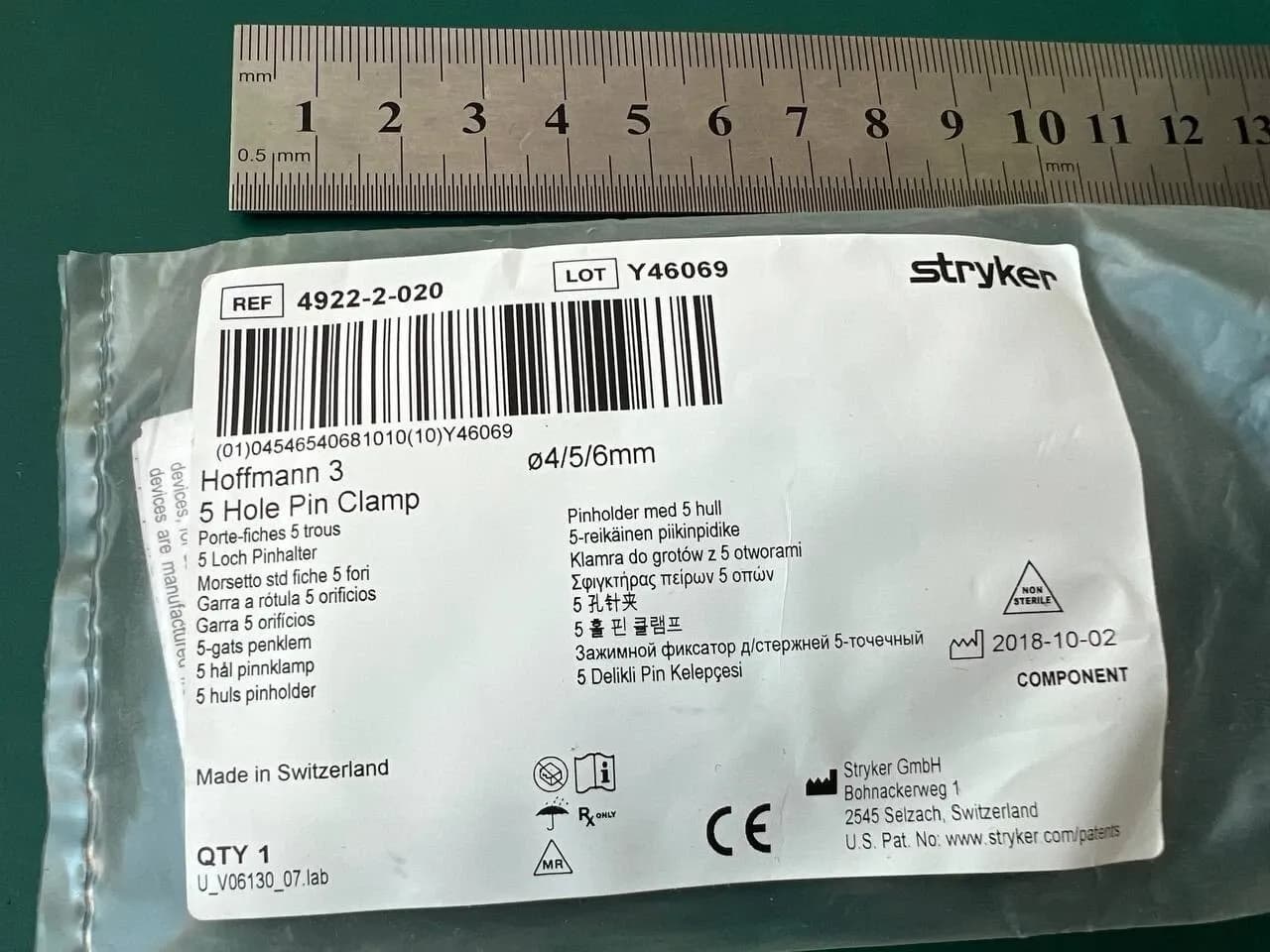 Затискач для спиць Hoffman Stryker 4922-2-020 зовнішній фіксатор, 5 отворів