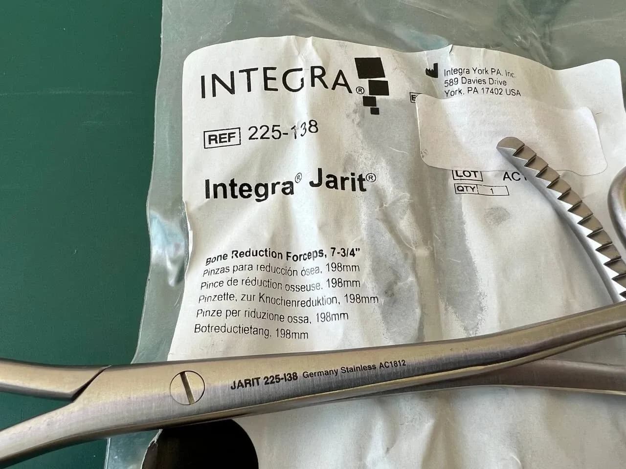 Пінцет для репозиції кістки Integra Jarit 225-138 ортопедичний