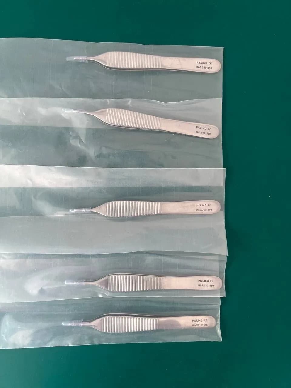 Lot of 5 Pilling IN-EX 101150 ADSON TISSUE FORCEPS 1 x 2, 4 3/4" (12cm)
