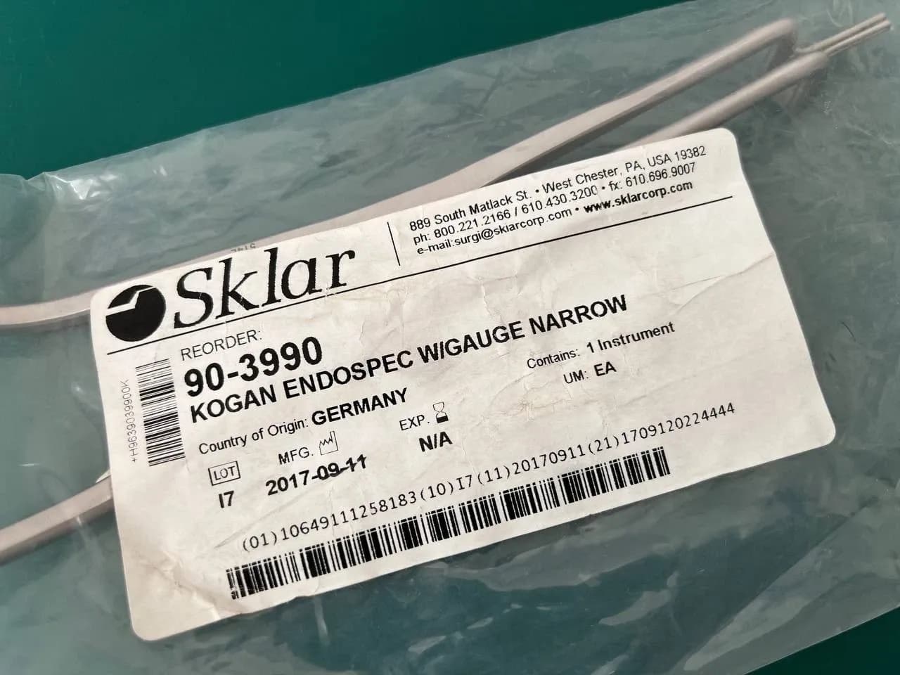 Дзеркало ендоцервікальне Sklar 90-3990 Kogan Endospec з градуюванням, вузьке