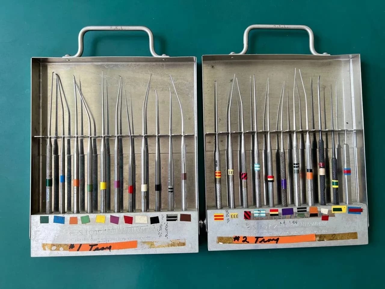 Lot of 22 ENT instruments with 2 cases Storz, Richards, V.Mueller, Weck