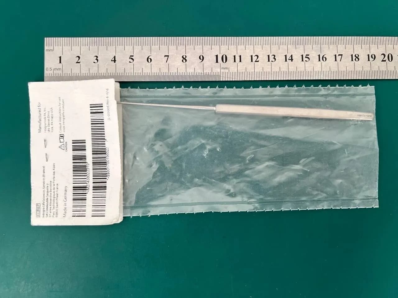 Jarit 380-223 Shapleigh Ear Curette, Serrated, Small Loop, Straight, 6"