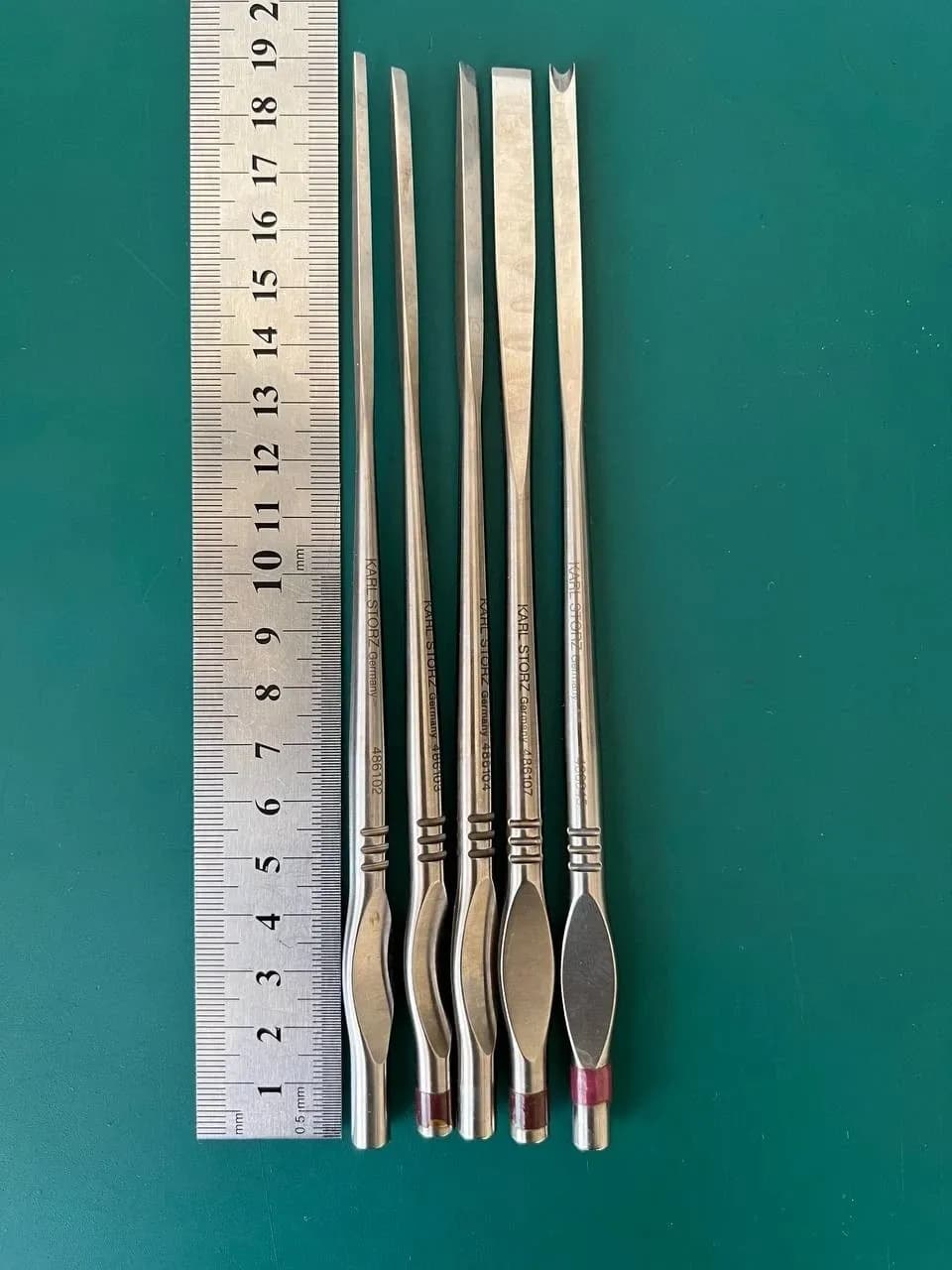 Lot of 5 Karl Storz Osteotome for rhinoplasty, Chisel, Gouge, WALTER 2 mm,3mm