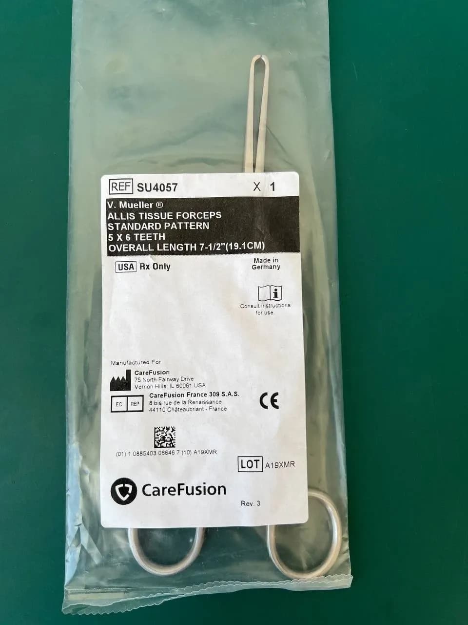 V.Mueller SU4057 Allis Tissue Forceps, 7-1/2" 5x6 teeth (19.1cm)