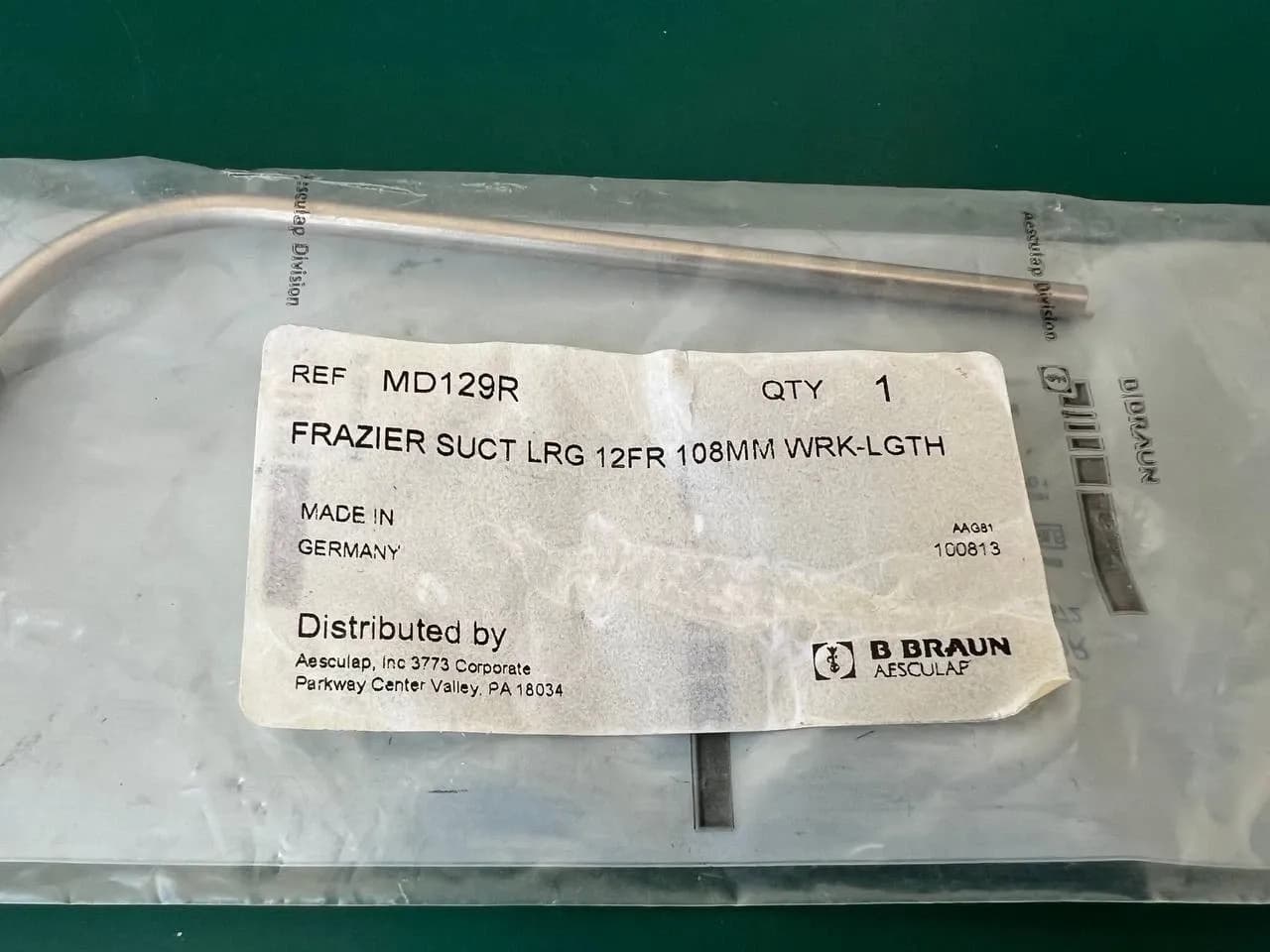 Трубка аспіраційна Frazier Aesculap MD129R 12 FR x 4.5″