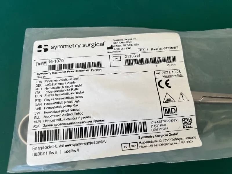 Кровоспинний затискач Symmetry 16-1020 Rochester-Pean прямий 8″