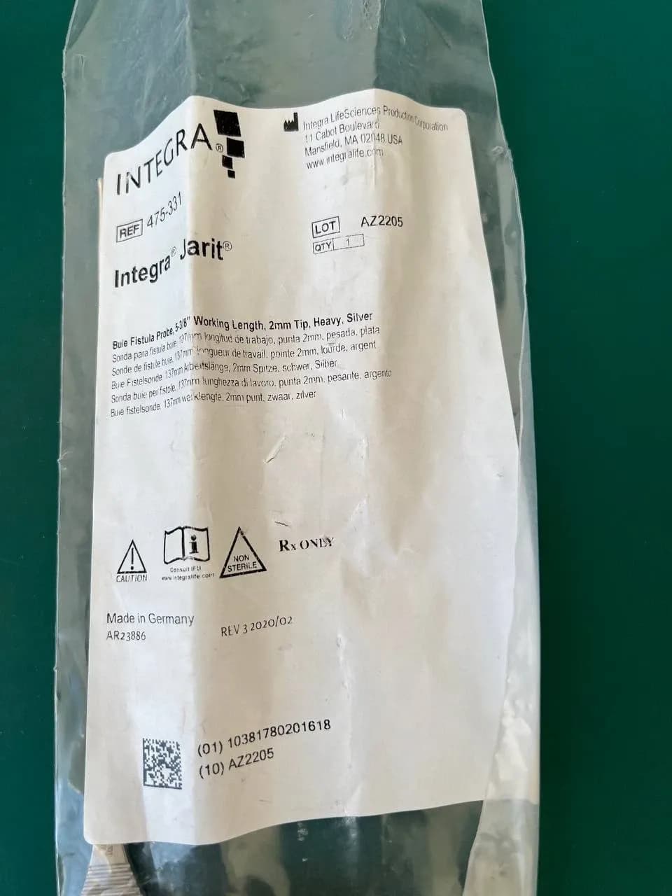 Jarit 475-331 Buie Fistula Probe Heavy Model, Probe Tip, 6-3/8"