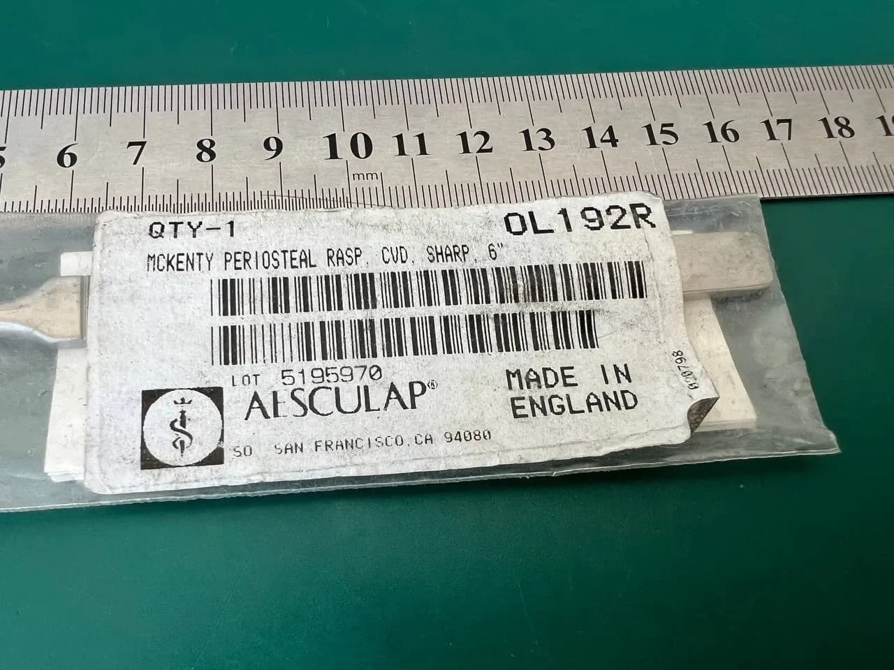 Aesculap OL192R MC KENTY periosteal rasp, cvd, sharp