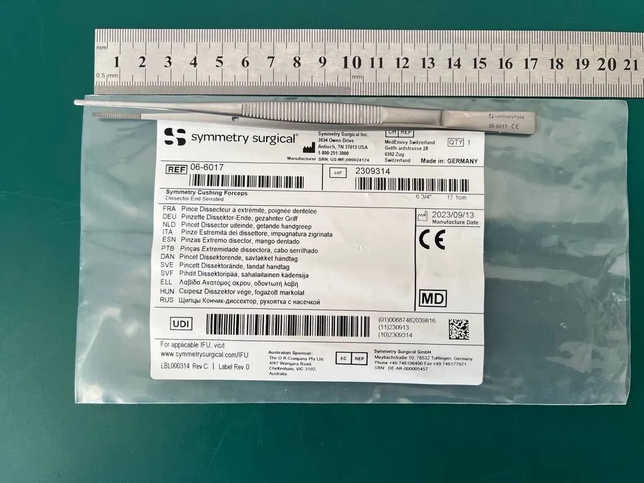 Symmetry 06-6017 Cushing Forceps; Cushing Dressing; Serrated Tips; 6 3/4 in